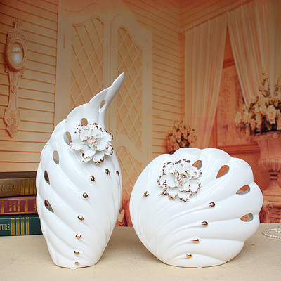 高溫玉瓷陶瓷工藝品 現(xiàn)代歐式寄花描金花瓶，點亮家居時尚